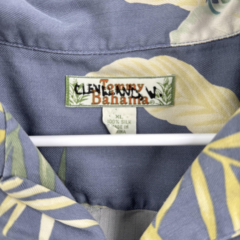 Tommy Bahama Shirt Mens Extra Large Gray Silk Floral Hawaiian Button Up Camp - Picture 5 of 7